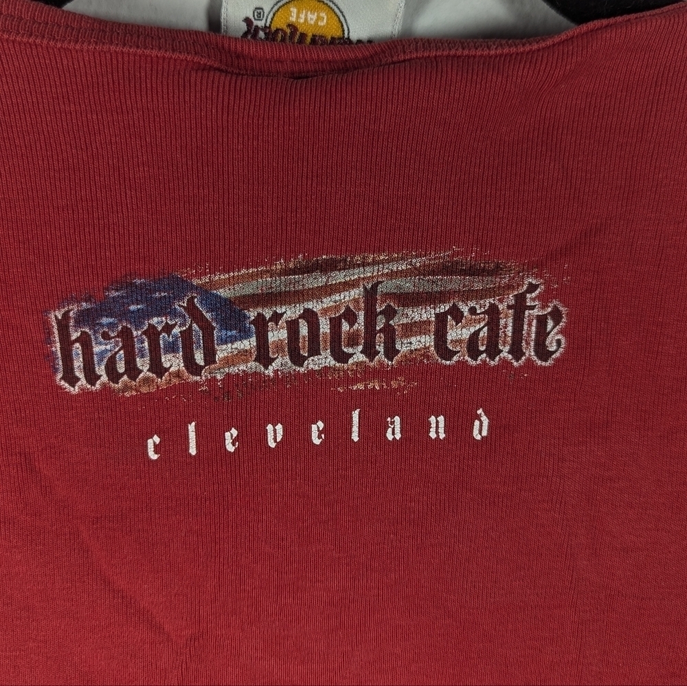 Vintage Hard Rock Cafe Cleveland Biker Cutoff Tank Top Approximate Size Small - Picture 4 of 5